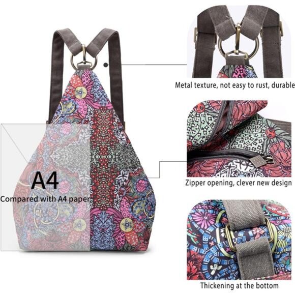 Black Butterfly Premium Backpack for Women, Bohemia Style Fashion Casual Daypack